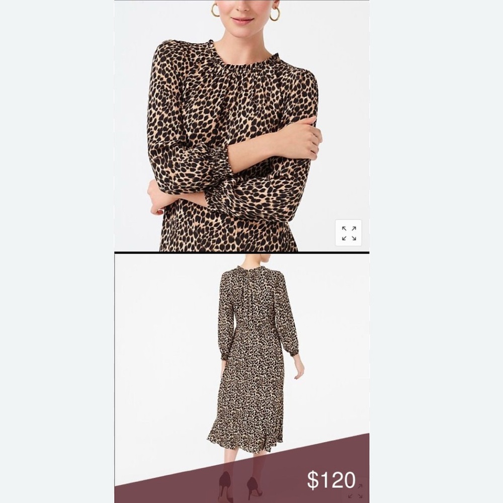 J. Crew Animal Print Long Sleeve Dress